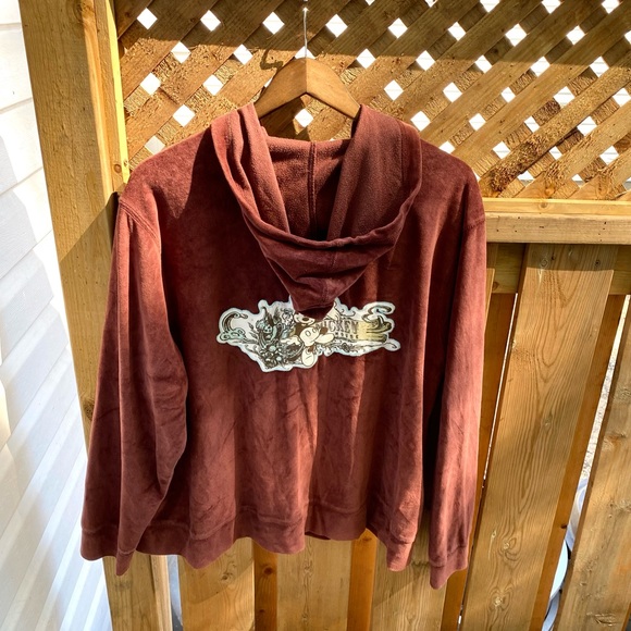 VTG Velour Mickey Mouse Womens 1928 Brown Long Sleeve  Zipper Sweater Size: 2X - Picture 5 of 8